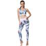 Ladies Blue And White Tropical Yoga Set Activewear HK203 - Extra Large