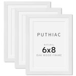 Puthiac 6X8 Solid Oak Wood Picture Frame Fits 5X7 With Mat Or 6X8 Without Mat Wall Or Tabletop Display With Stand Vertical Or Ho
