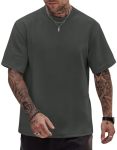 Herberton Men Oversized Tshirt Classic Casual Solid Boxy T-Shirt Oversized Cotton Thick Basic Heavy Short Sleeve Summer Soft Bag