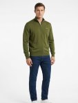 Mens Zip Up Sweatshirt In Olive Green - Olive Green 2XL