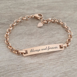 Ella Personalized Rose Gold Stainless Steel Bracelet Adjustable Size 17-22CM Ready In 3 Days