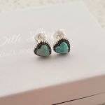 Adalynn 925 Sterling Silver Sn Opal Or Azure Heart Ear Stud Earrings Size: 7MM - Moon Yellow Synthetic Opal Shimmer Green-yellow