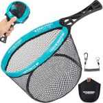 Thkfish Fly Fishing Landing Net Foldable Landing Trout Net With Abs Handle Rubber Coated Mesh Trout Net With Tackle Bag For Trou