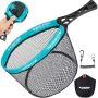 Thkfish Fly Fishing Landing Net Foldable Landing Trout Net With Abs Handle Rubber Coated Mesh Trout Net With Tackle Bag For Trout Bass Catch