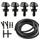 Car Windshield Wiper Nozzle Kit With Durable 198.12CM Hose 6 Adapters & 4 Precision Dual-hole Sprayers - Compatible With All Veh