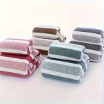 Microfiber Striped Towels Set 2PCS - Quick Dry Absorbent No Electricity Needed Spa & Home Bathroom Essentials Includes Hand Towe