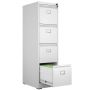 Steel Vertical 4 Drawer Swan Handle Filing Cabinet Cupboard Locker With Card Slots - White