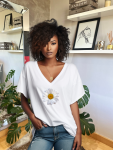 White Daisy Oversized Tee - White - Xlarge