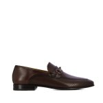 Leather Buckle Chain Loafer -brown