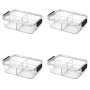4 Pack - 680ML 4 Compartment Food Storage Container With Locking Lid