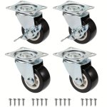 4PCS 2.54CM/3.17CM Heavy Duty Caster Wheels Swivel Caster Wheels With Brake Furniture Hardware For Various Computer Cabinets Off
