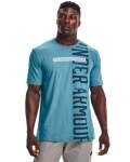 Men's Ua Vertical Signature Short Sleeve - Blue Flannel 3XL
