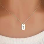 Selah 925 Sterling Silver Cross Tag Necklace 7X12MM 45CM Chain