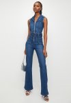 Sissy Boy Kiera: Denim Sleeveless Jumpsuit With Collar And Self Belt - Indigo