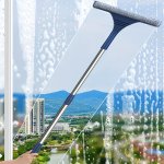 2 In 1 Extendable Window Squeegee Cleaner - Dual-sided Glass Cleaning Scraper Brush With Plastic Handle For Car Windshield Showe