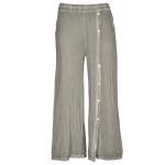 Button Detail Front Slit Linen Mix Pant - Sage L xl
