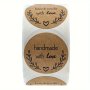 500-PACK Handmade With Love Round Stickers Matte Vellum Material Single Use Seals For Baking And Gift Decoration Olive Branch Design