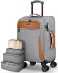Carry On Luggage 22X14X9 Airline Approved 20 Inch Softside Suitcase With 4 Pcs Lightweight Luggage For Women Men With Tsa Lock A