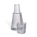 Ribbed Design Carafe & Tumbler Set Clear