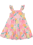 Floral Tiered Cotton Dress - 4 5 Pink