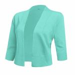 Aamilife Women's 3 4 Sleeve Cropped Cardigans Sweaters Jackets Open Front Short Shrugs For Dresses Mint Green L