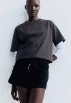 Boxy-style Cotton T-Shirt - Dark Grey