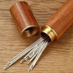 30PCS Easy Thread Sewing Needles With Wooden Storage Tube - Assorted Sizes For Seniors Hand Stitching & Quilting Clothing & Cros