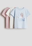 3-PACK Printed Jersey Tops - Light Blue Frozen