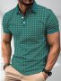 Men's Fashion Polka Dot Print Shirt Casual Short Sleeve Golf Shirt Comfort Fit For Summer Sport & Casual Outings