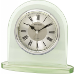 Rhythm Glass Table Clock With Beep Alarm 14.7 Cm X 14.1 Cm
