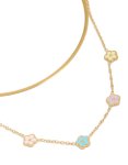 Waterproof Gold Plated Stainless Steel Snake Chain & Floral Layered Necklace