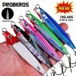 Proberos Saltwater Fishing Jigs 10G-60G Set With Assist Hooks Vertical Speed Jigging Lures For Bass Whiting Snapper Trevally Hai