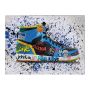 Canvas With Frame: Modern Art - Graffiti Basketball Shoes Blue