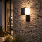 LED Outdoor Wall Light Black 12W Modern Cube Up Down Light