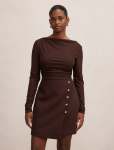 Isadora Petite 2 In 1 Tailored MINI Dress - 16 Chocolate