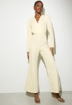 Draped Deep V Jumpsuit - Cream