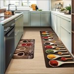 1PC Soft And Absorbent Spices Printed Kitchen Rug - Anti-fatigue And Non-slip Floor Mat For Living Room Bedroom And Laundry - Ma
