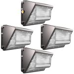Lightdot 4 Pack 150W LED Wall Pack Lights Wall Mount Outdoor Exterior Lighting 100-277V 22500LM Dusk-to-dawn IP65 Etl 50FT Cover