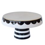 Black And White Cake Stand Gold Detail - Cake Stand 28CM Diameter