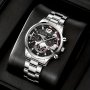 Fashionable Quartz Wristwatch With Chronograph Stainless Steel Strap Zinc Alloy Round Case Analog Display Perfect Gift For Valentine's Day Easter Eid Al-Adha