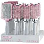 Olivia Garden Nanothermic Ceramic & Ion Breast Cancer Awareness Pink & Grey Brush Display: 16 Brushes & Stand