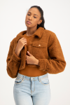 Chloe Cropped Teddy Jacket - Brown Sugar - S