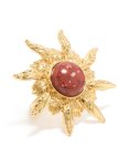 Goldair Gold Plated Red Stone Textured Sun Boho Ring - M l