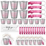 Pickmesh 25 Sets Baby Shower Party Favors For Guests 1.5 Oz Stainless Steel Shot Glasses Bottle Opener Keychain Thank You Tags B