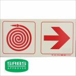Photoluminescent 190MM Safety Sign – F20-FIRE Hose Reel+arrow Right
