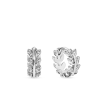 Sterling Silver Cubic Zirconia Leaf MINI Hoop Earrings