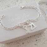 B51-C229-C33 -925 Sterling Silver 21ST Birthday Charm Bracelet With Charms