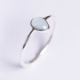 Silver Stack Teardrop Aqua Calcite Gemstone Ring - 8 / Aqua Calcite