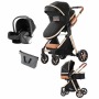 Baby Stroller With Car Seat And Mommy Bag - Light Brown