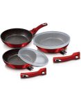 Burgundy Metallic Collection Marble Coating Smart Lid Frying Pan 5-PIECE Set